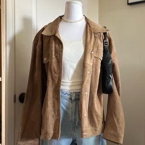 Classic Tan Suede Leather Jacket for Women